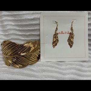 Stella & Dot Gold Leaf Earrings/Bracelet